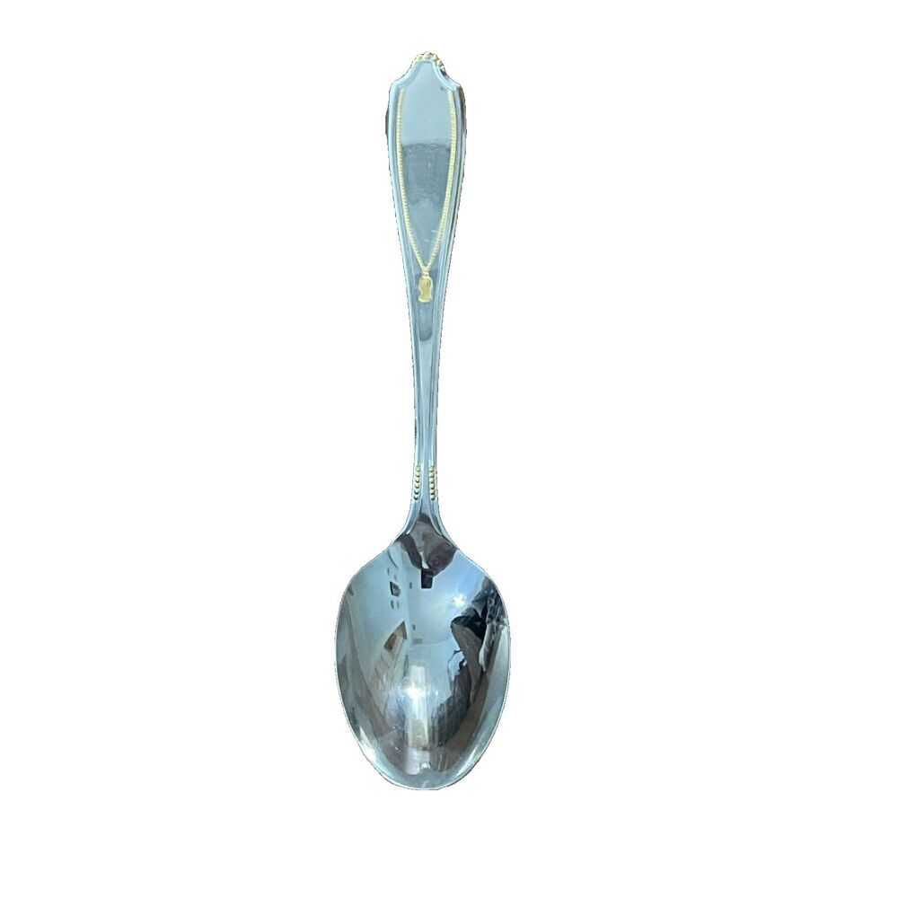 Yamazaki Victoria Gold Accent Stainless Place Oval Spoon 18/8 Japan